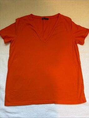 Zara Women's V-Neck Short Sleeve Tee - Orange